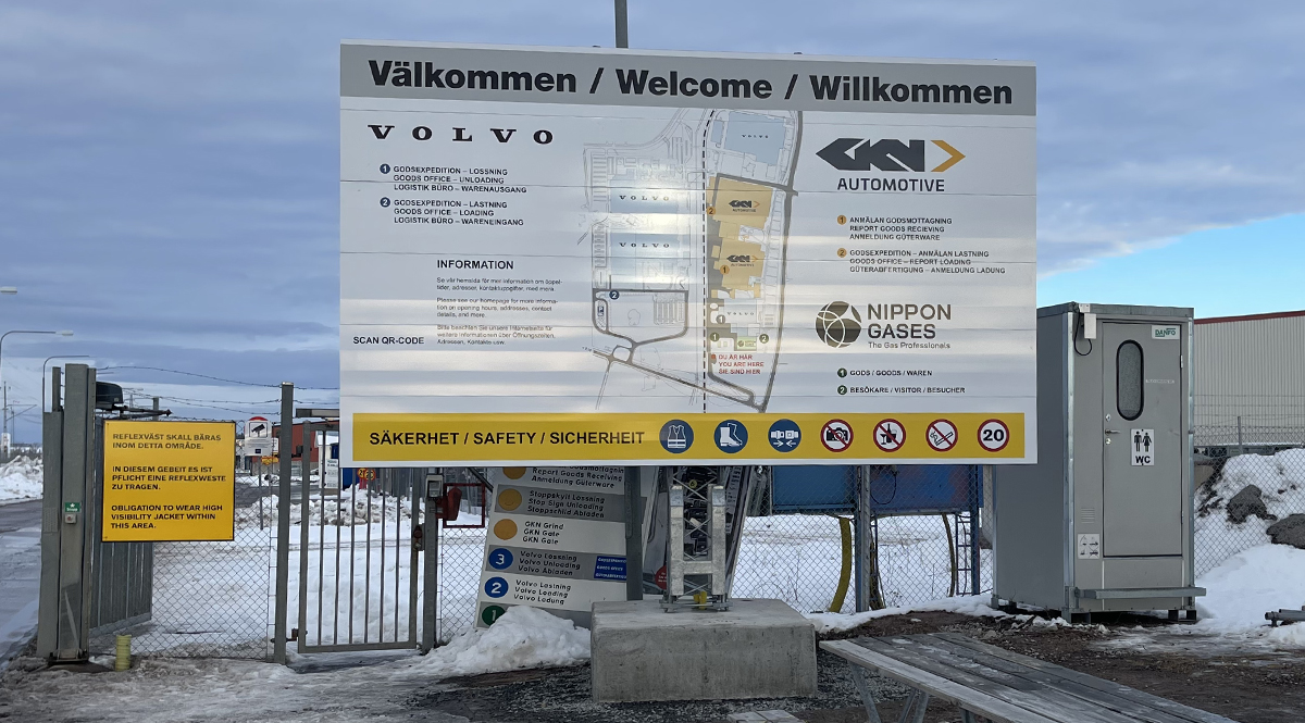 Orienteringsstavla Volvo GKN Nippon Gases Köping